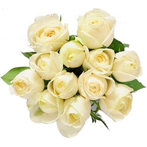 Charming Fresh 12 White Roses Bouquet